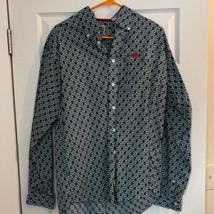 Cinch Men's Blue Patterned Button-Down Shirt
